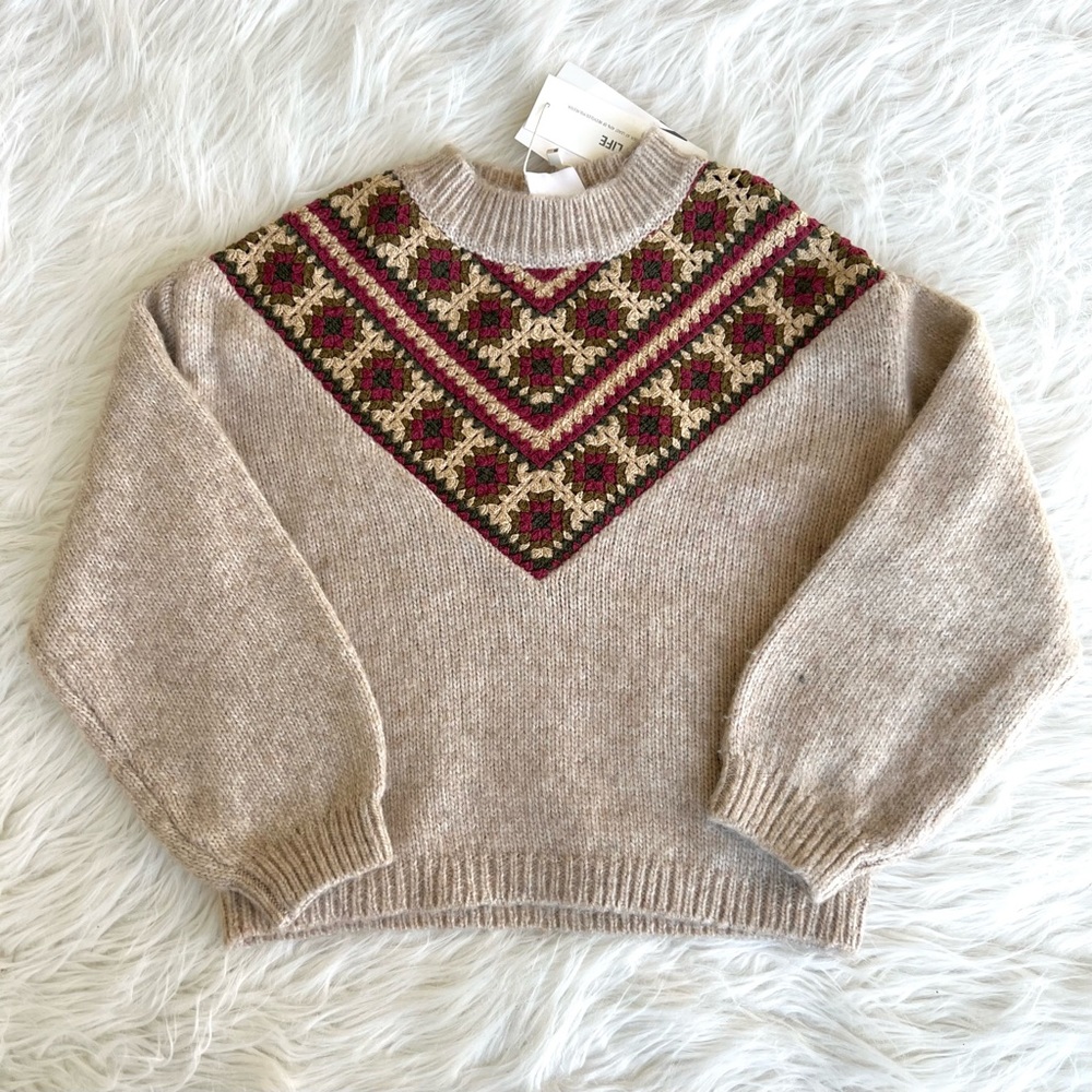 Zara Girls Geometric Boho Crochet Knit Sweater 4-5 years